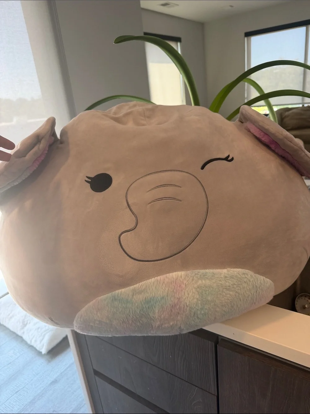Squishmallows Milo Elephant Plush - Light Gray with Pastel Rainbow Accents